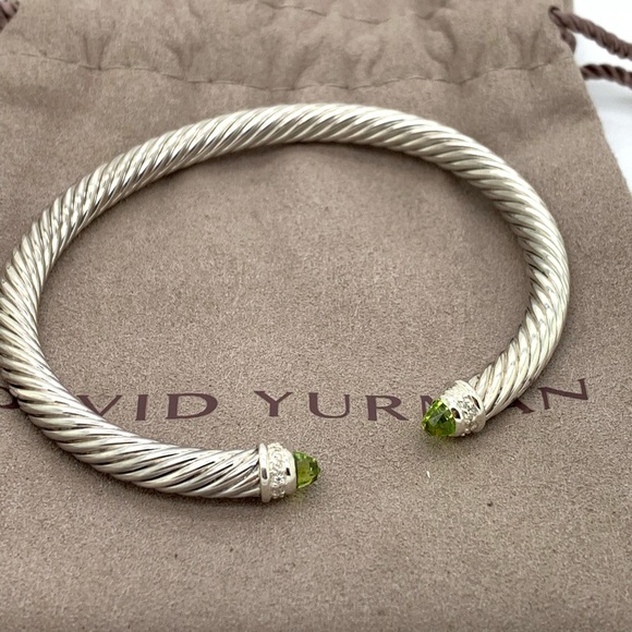 David Yurman 5mm Peridot Diamond Cable bracelet - Picture 2 of 4